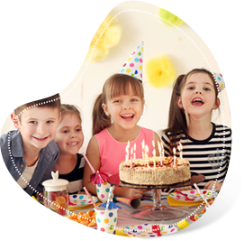 A beautifully decorated kids birthday party hall in Muwaileh Commercial, Sharjah with themed setups.